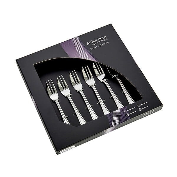 Arthur Price 'Bead' Stainless Steel Gift Boxed Cutlery Set Of 6 Pastry Forks in Silver | Size: 6 Pack