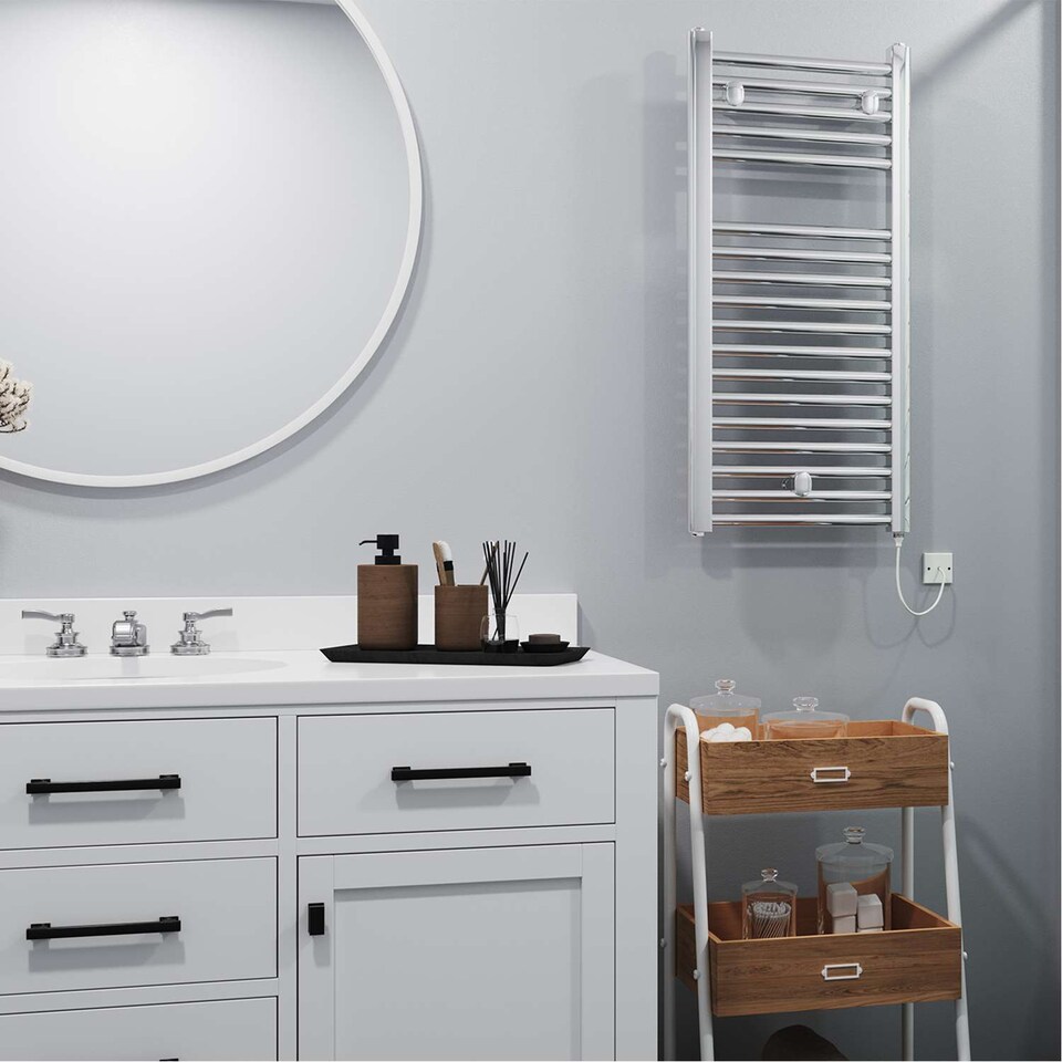 image 1 of Roma - Chrome Electric Towel Rail H842mm x W400mm Straight 200w Standard