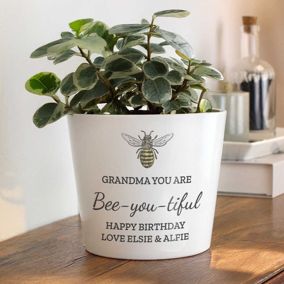 image 1 of Personalised Bee Large Plant Pot