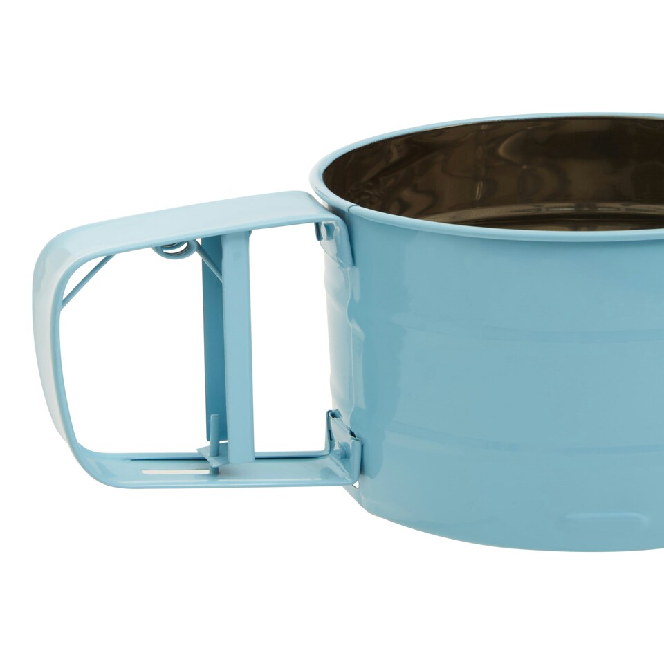 image 1 of Interiors By Premier Pastel Blue Mechanical Sifter,250ml Handheld Flour Sifter,Icing Sugar & Cocoa Powder Sieve,Fine Mesh Sifter