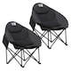 image 1 of Get Fit Set of 2 Moon Camping Chairs - Outdoor Folding Chair With Magazine Pocket, Cup Holder & Carry Bag Weight Capacity of 130kg