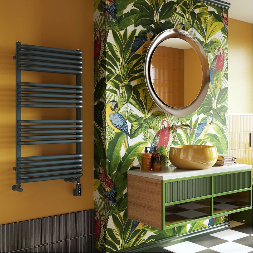 image 1 of Crossmoor - Anthracite Dual Fuel Towel Rail H1000mm x W500mm Thermostatic WIFI