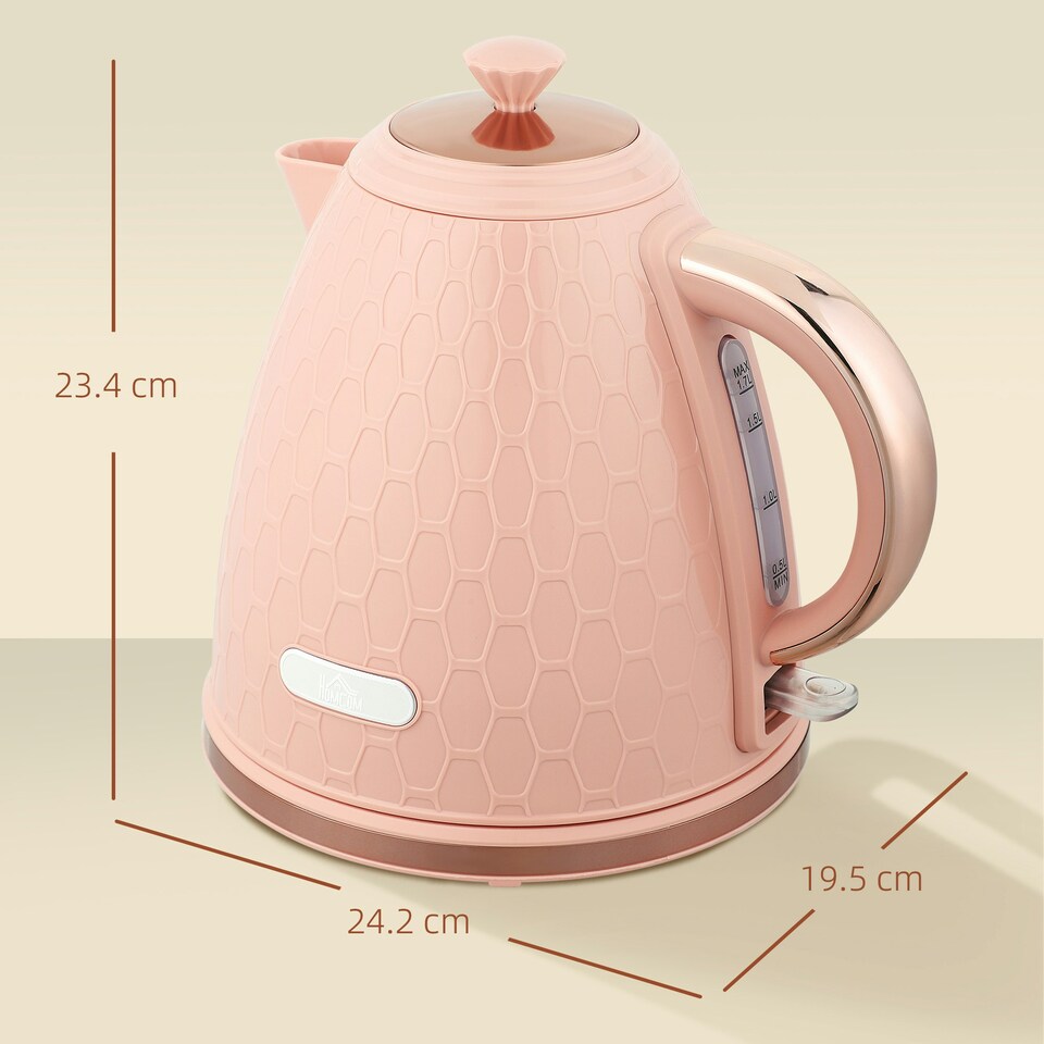 image 1 of HOMCOM Electric Kettle, Fast Boil, 1.7L, 3kW, Auto Shut-off, Light Pink