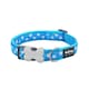 image 1 of Dog Collar Design Stars White on Turquoise Blue | S