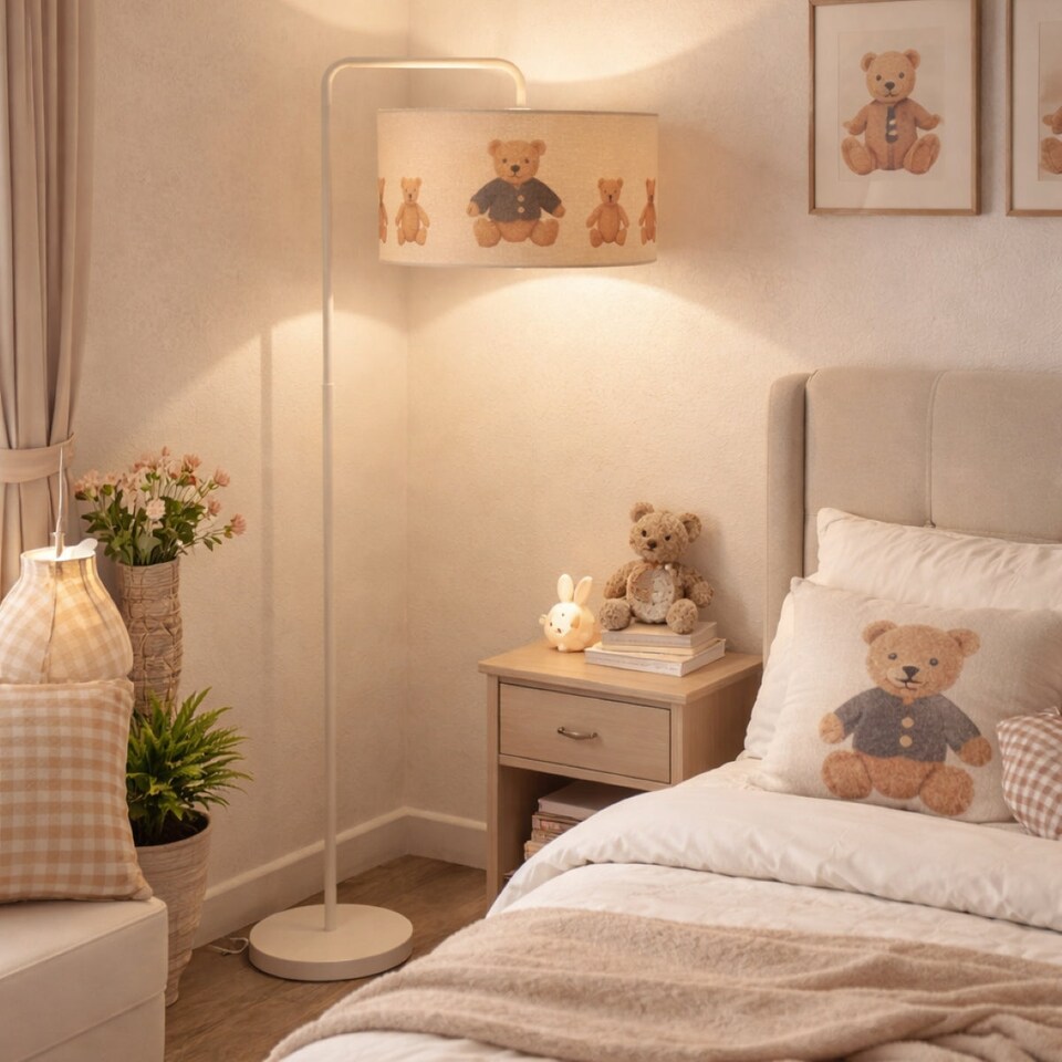 image 1 of CGC Blake 45cm Oatmeal Linen Teddy Bear Children's Lampshade