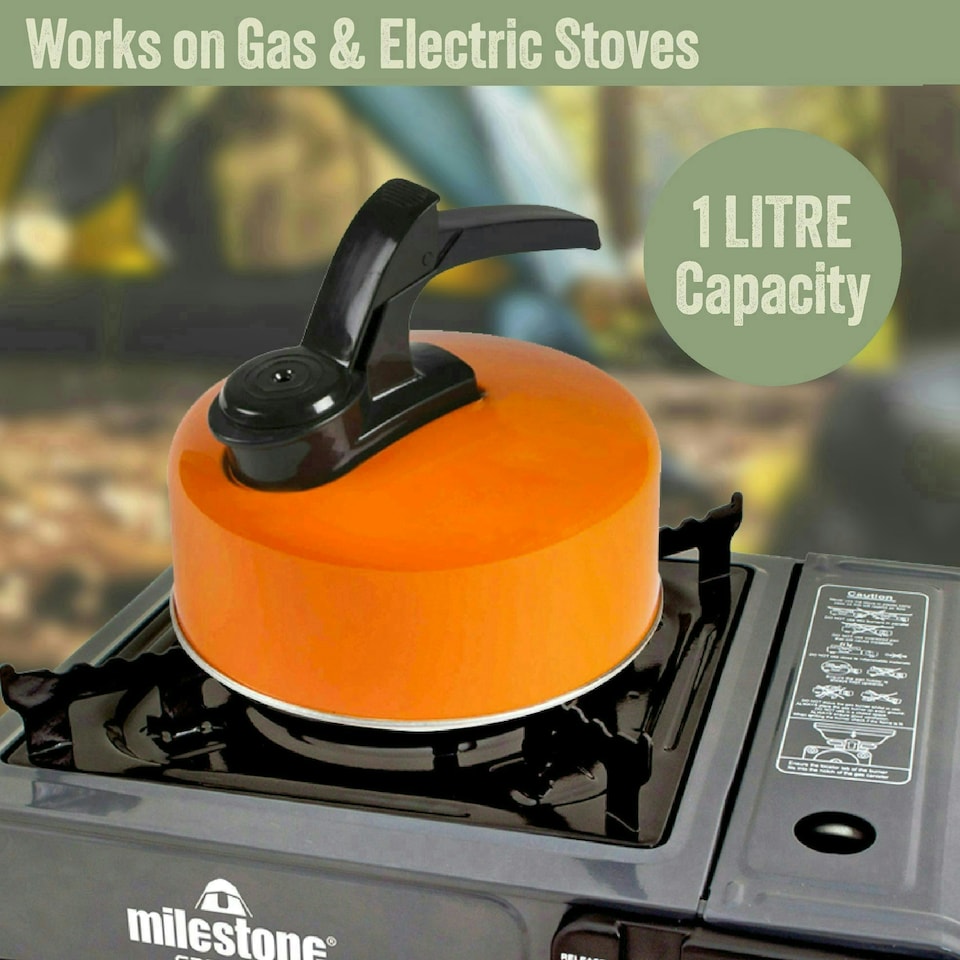 image 1 of Milestone 1L Aluminium Camping Kettle - Orange