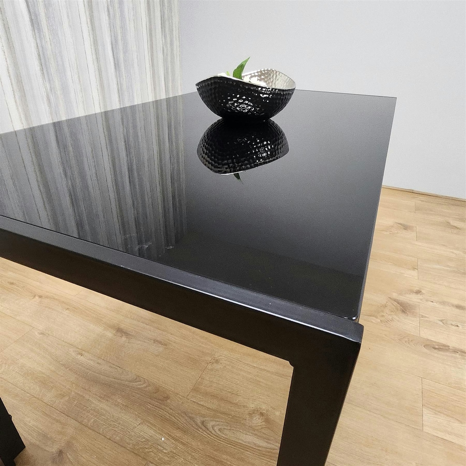 image 1 of Dining Table Black Glass Kitchen Place for 4 Seats, Dining Table Only (Black H 75 x L 120 x W 70 cm) Black