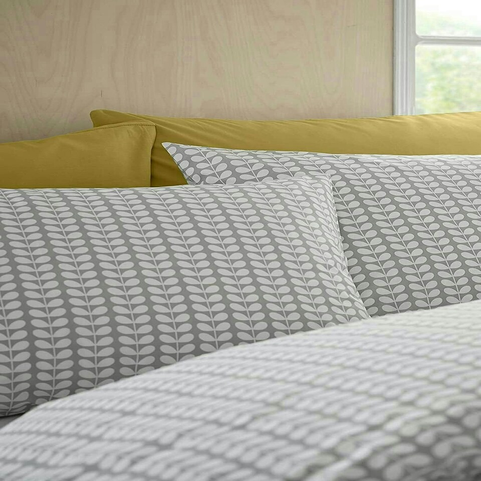 image 1 of Orla Kiely Tiny Stem Light Cool Grey Standard Pillowcase Pair