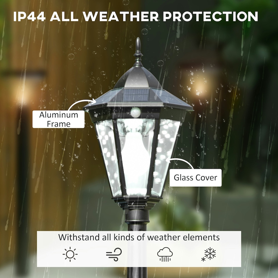 image 1 of Outsunny 2.4m Garden Lamp Post Light LED Solar Powered Patio Path Lighting Lamp