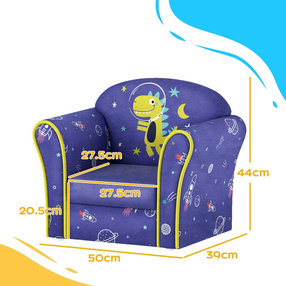 image 1 of AIYAPLAY Kids Armchair Toddler Sofa Chair Bedroom Playroom, Flamingo Blue