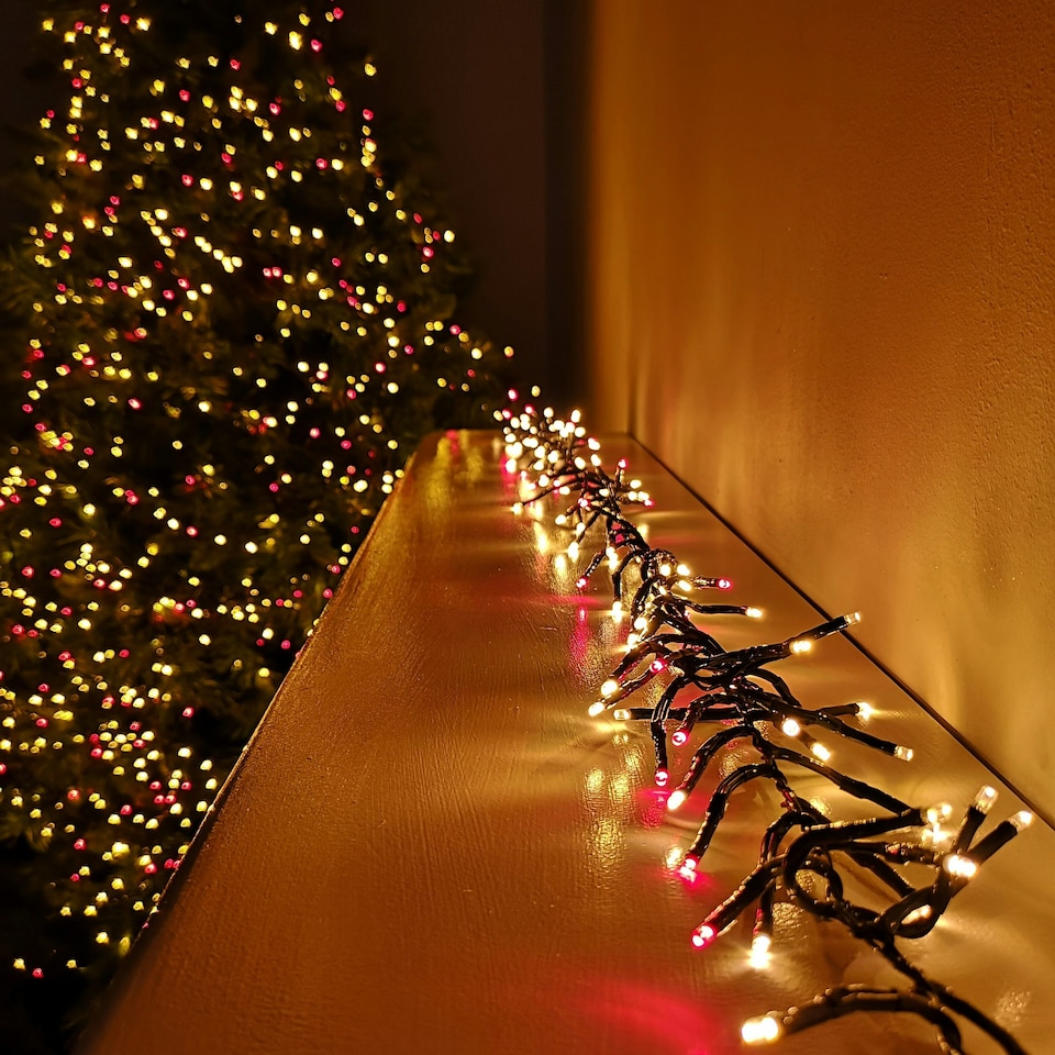 image 1 of 62.5m 5000 Vintage Gold & Red LEDs Indoor Outdoor Cluster Christmas Lights with Timer