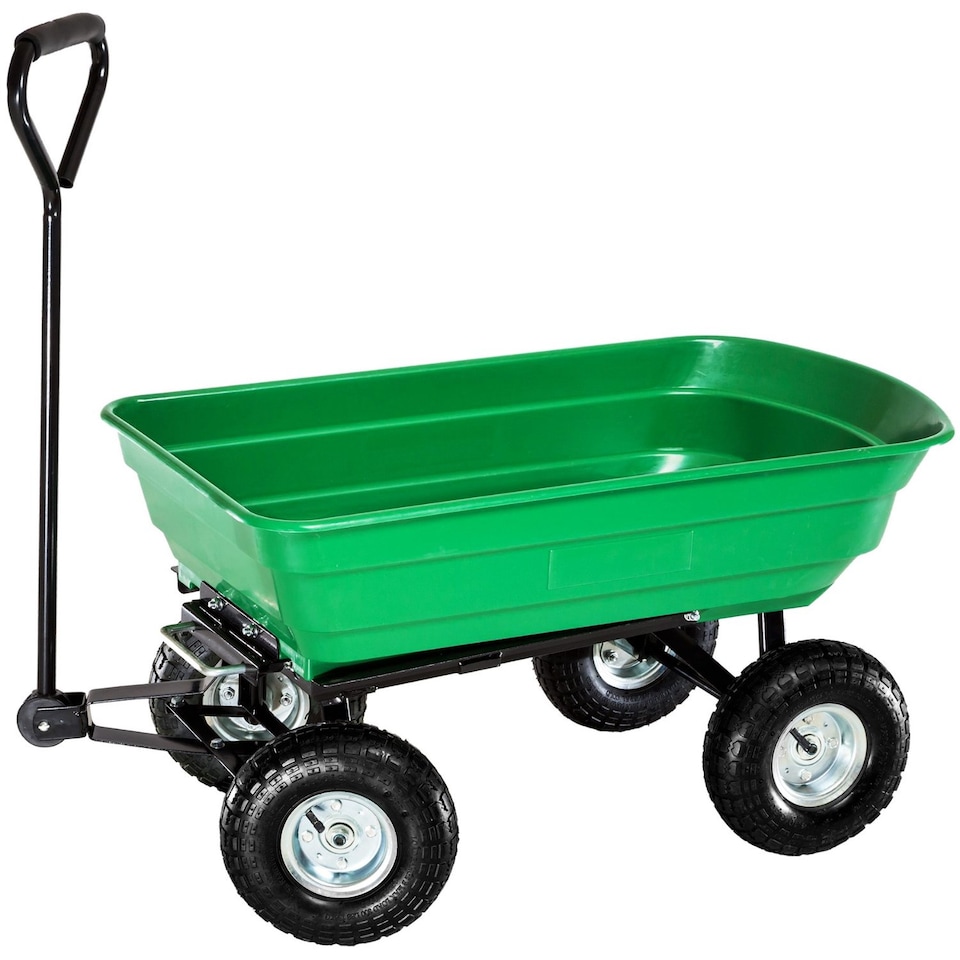 image 1 of Heavy Duty Green Garden Cart with Tipping Barrow Trolley
