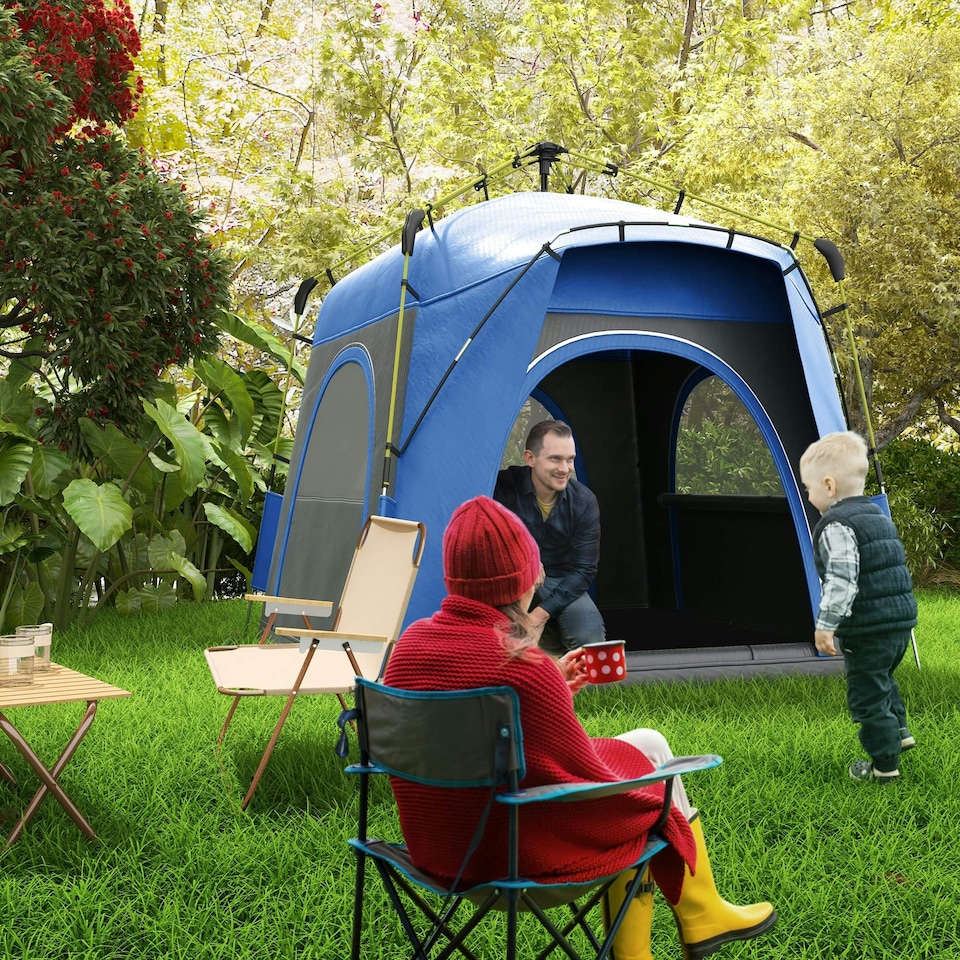 image 1 of Outsunny 4 Man Pop Up Tent Camping Backpacking Dome Tent, Green