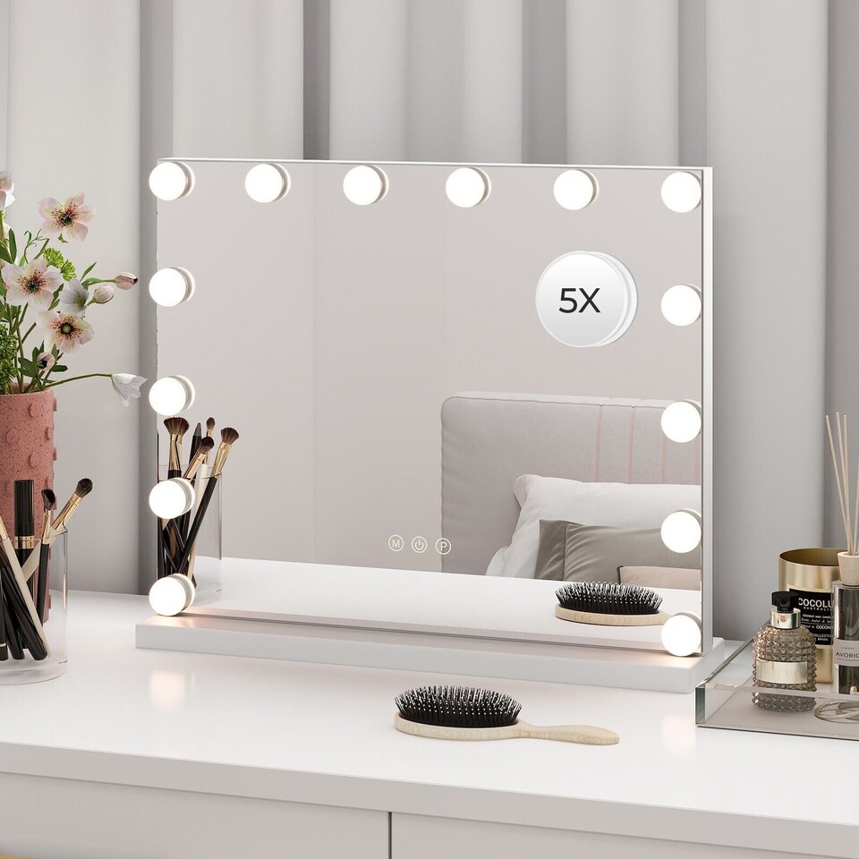 image 1 of COSTWAY Vanity Mirror Hollywood Makeup Mirror Lighted Vanity Mirror
