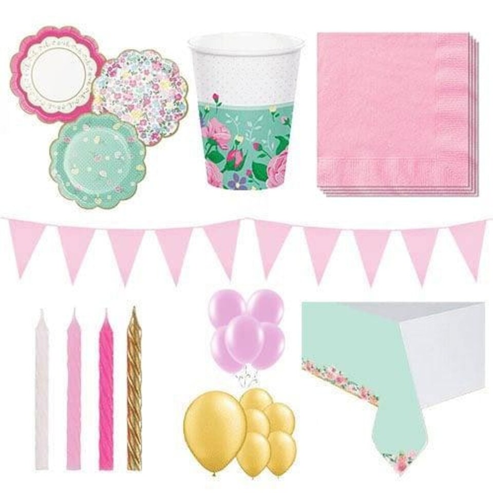 Floral Tea Theme 16 Person Deluxe Party Pack