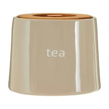 Interiors By Premier Functional Design Beige Ceramic Tea Canister, Chic Design Ceramic Canister, Durable Canister For Ingredients