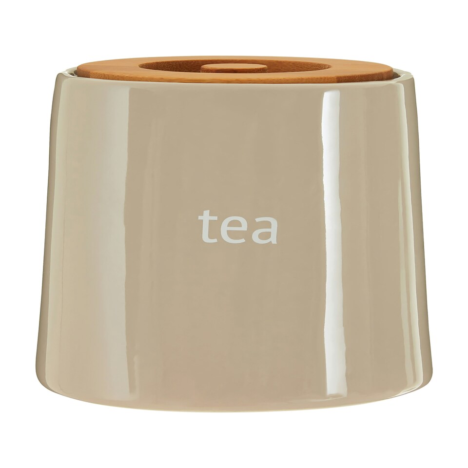 image 1 of Interiors By Premier Functional Design Beige Ceramic Tea Canister, Chic Design Ceramic Canister, Durable Canister For Ingredients