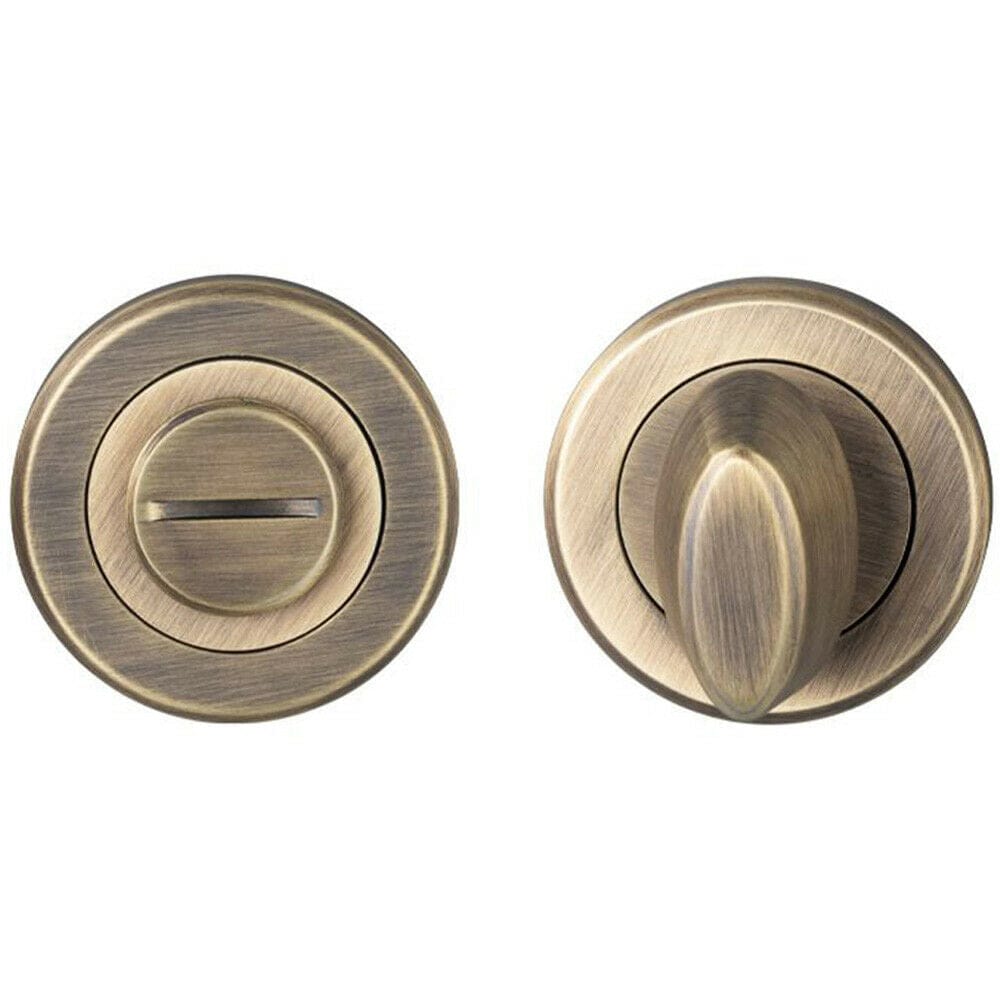 Loops Thumbturn Lock & Release Handle Beveled Edge Concealed Fix Antique Brass in Metallics