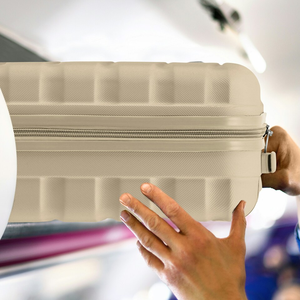 image 1 of Flight Knight Suitcase Set, Large Suitcase, Extra Large Suitcase, Cabin Suitcase 55x40x20cm - 60+ Airlines Approved - EasyJet, Jet2, Ryanair Priority Carry On Cream | Champagne | Large