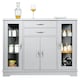 image 3 of COSTWAY Kitchen Buffet Sideboard Storage Cupboard Grey Grey