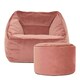 image 7 of icon Natalia Velvet Adults Bean Bag Armchair and Pouffe, Ready Filled Large Beanbag and Footstool Dusk Pink Pink