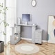 image 4 of Grey Office Desk L-shaped with Grey Velvet Upholstered Chair and Storage Drawers Grey