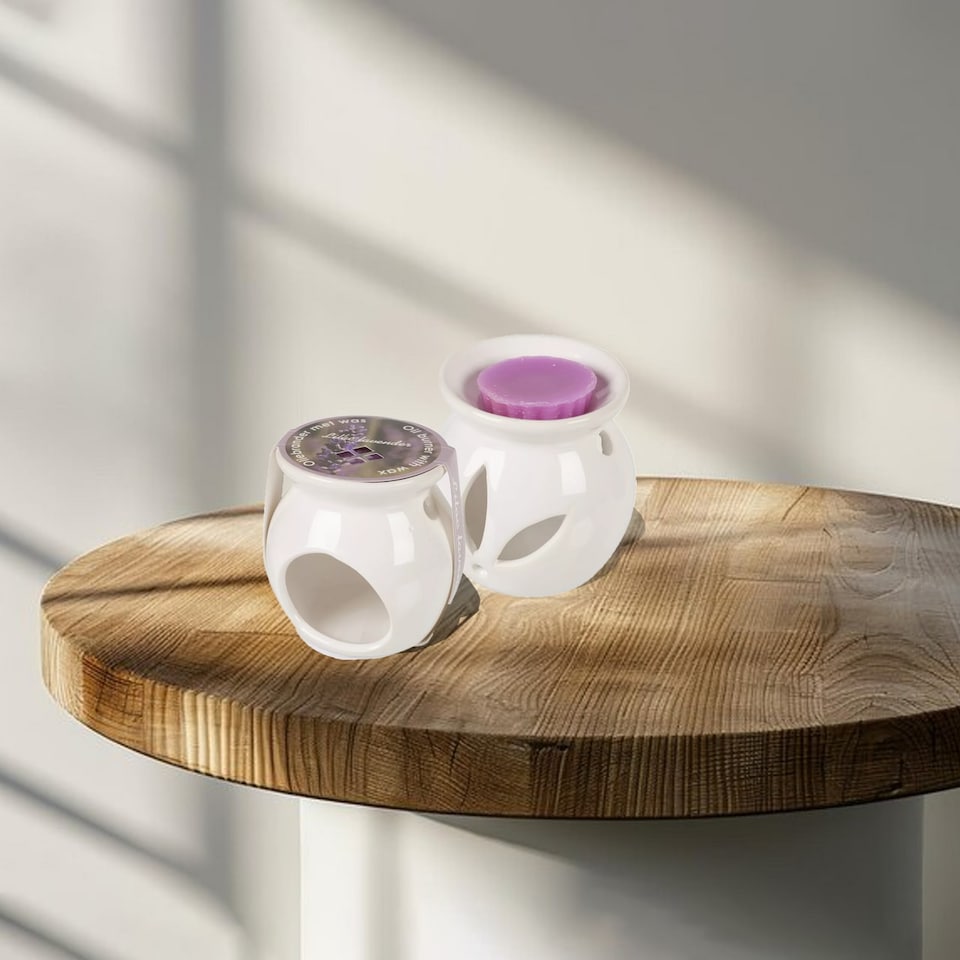 image 1 of Ceramic Scented Candle Burner with Wax Tart | Purple | 1