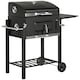 image 1 of Outsunny Charcoal Grill BBQ Trolley Wheels Shelf Side Thermometer Steel Black