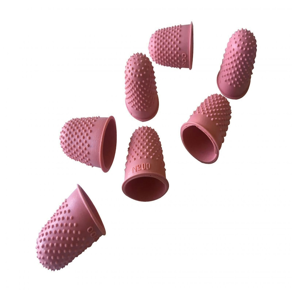 image 1 of Pack of 12 Red No.00 Rubber Thimblettes - Extra Small Thimble Finger Cones