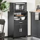 image 8 of SoBuy Kitchen Trolley with Extendable Worktop, Microwave Stand, 1 Drawer & 2 Doors, Black, 36.2x23.2x15.7 inches, 24.6 kg - FSB09-SCH