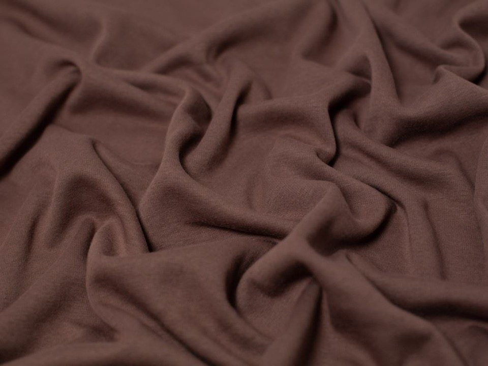Minerva Core Range Brown Heavy Fur Back Sweatshirt Stretch Knit Fabric for Dressmaking, 155cm / 61" Wide - per metre