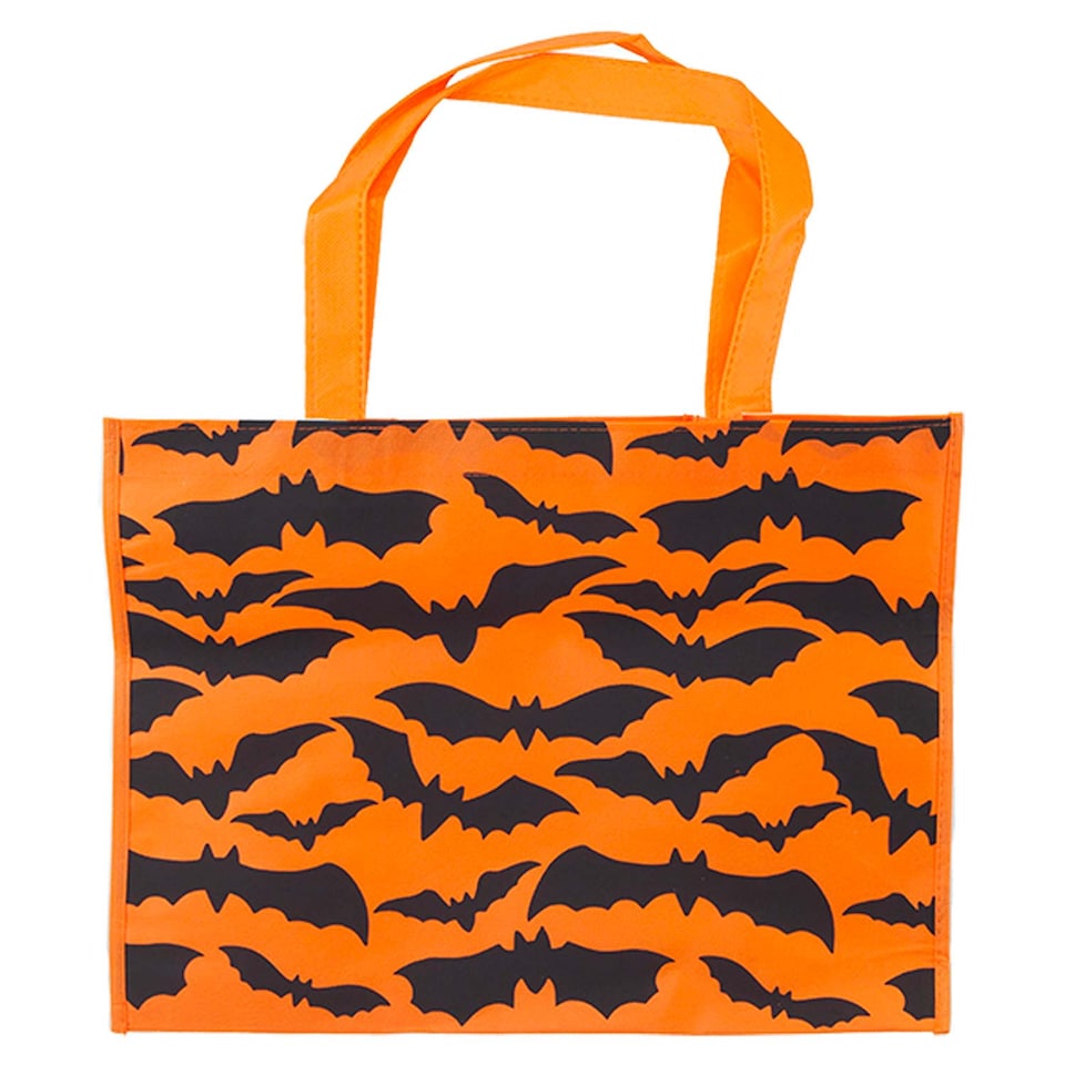 image 1 of vfm-estore Halloween Shopper Bag, Orange Bat - Trick or Treat Party Bag