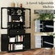 image 6 of COSTWAY 160cm Bathroom Storage Cabinet Freestanding Black Black