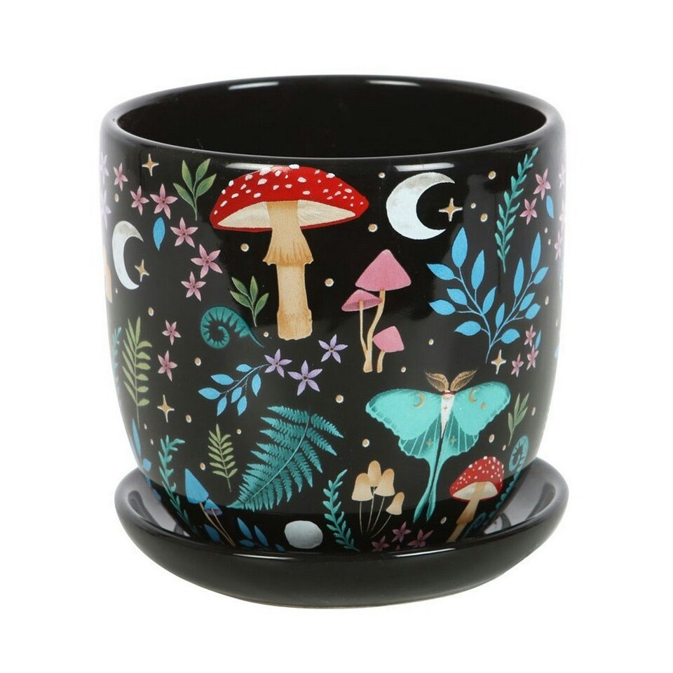 image 1 of Something Different Dark Forest Printed Ceramic Plant Pot - Multicoloured - One Size Multi