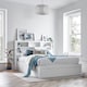 image 3 of 4ft6 Double White Wood Wooden Lift Up Ottoman Storage Bed Frame Bedstead
