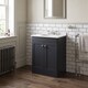 image 4 of Balterley Swynnerton Traditional 2 Door Floor Standing Vanity Unit with Marble Basin, Dark Grey, 600mm