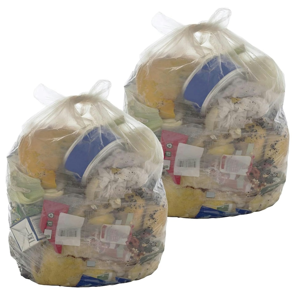 image 1 of 100 Clear Transparent Plastic Bin Bags 90L (18x29x39") Refuse Sacks For Home & Kitchen Clear