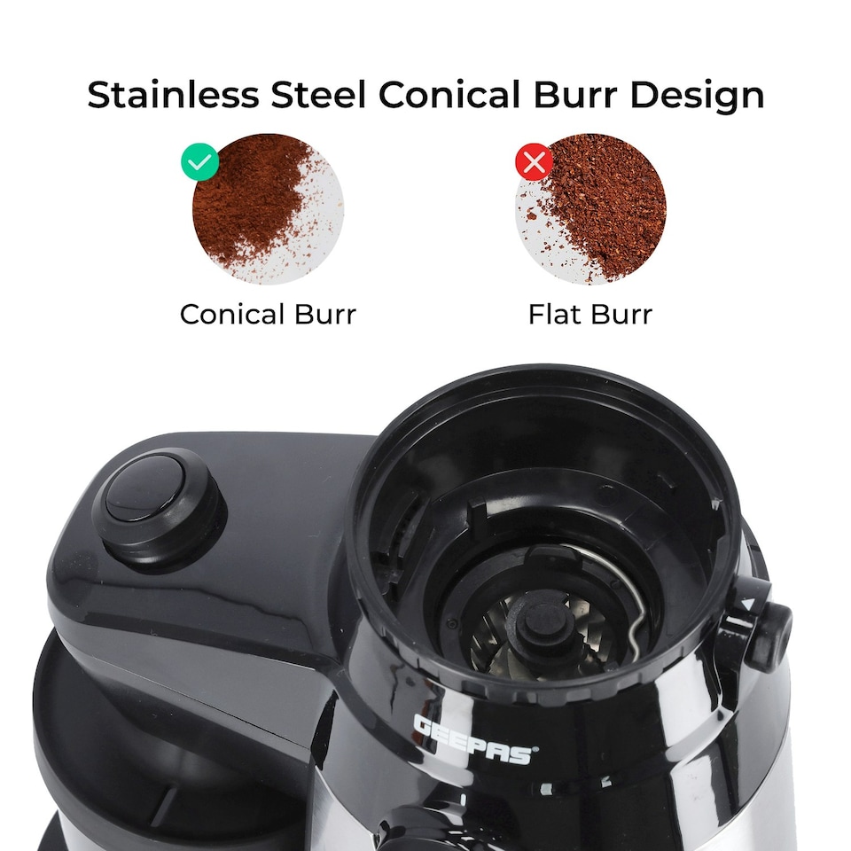 image 1 of GEEPAS 1450W Espresso & Cappuccino Coffee Machine & Conical Burr Coffee Grinder Combo Set