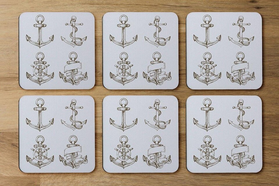 image 1 of Drawn Anchors (Coaster)