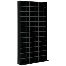 HOMCOM CD DVD Media Storage Shelves Display Shelf Racks Wooden Frame Black