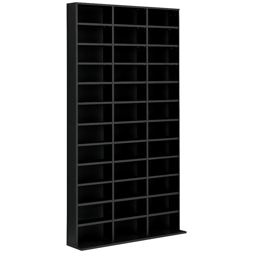 image 1 of HOMCOM CD DVD Media Storage Shelves Display Shelf Racks Wooden Frame Black
