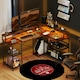 image 2 of HOMCOM L Shaped Gaming Desk w/ LED Lights and Power Outlets for Small Space