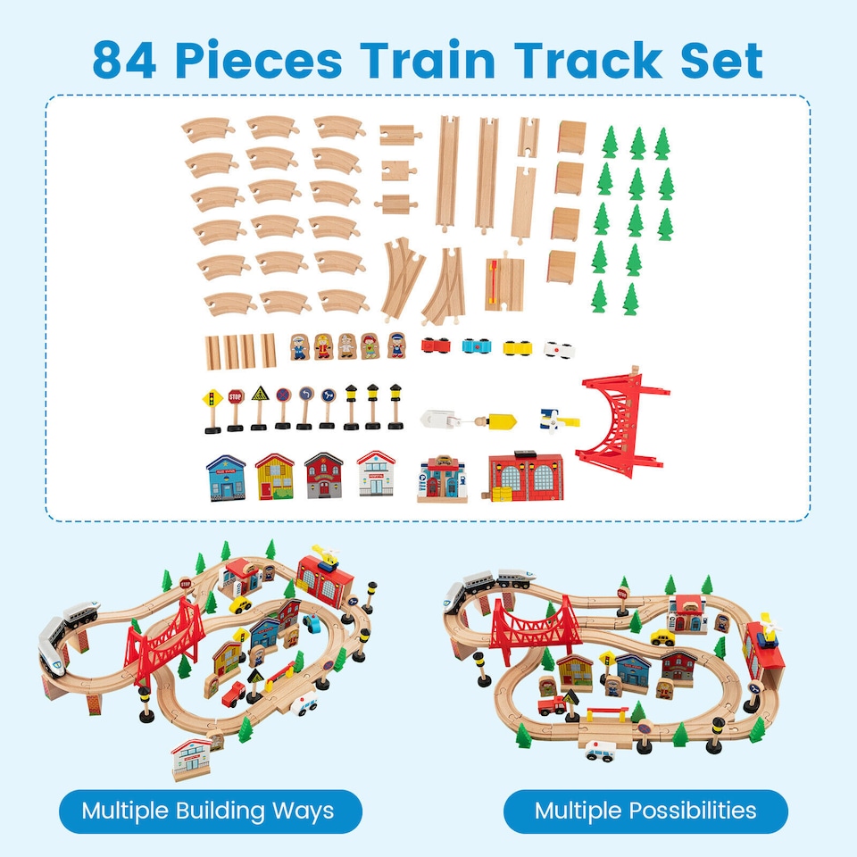 image 1 of COSTWAY 80-Piece Wooden Activity Playset Multi