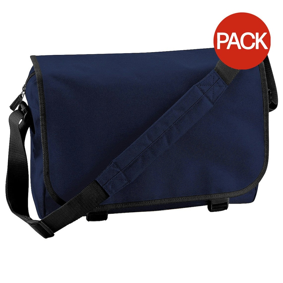 Bagbase Adjustable Messenger Bag (11 Litres) (Pack Of 2) - French Navy - One Size Blue