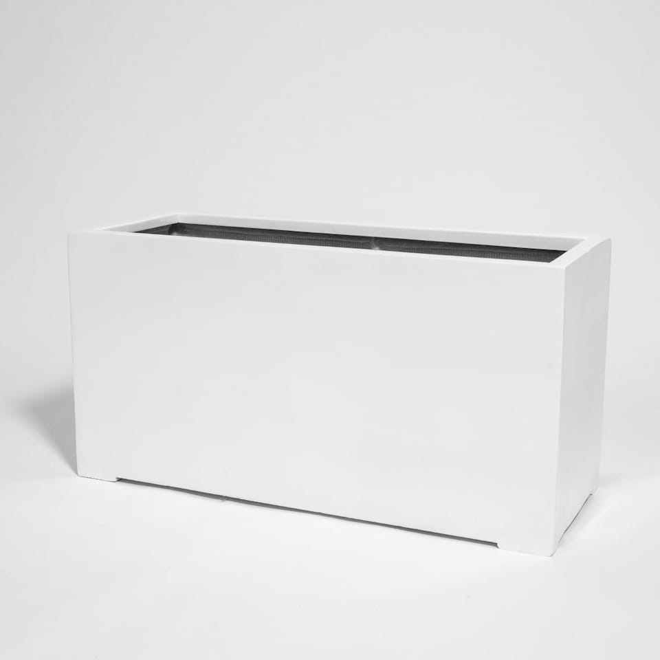 image 1 of Primrose White Gloss Polystone Rectangular Trough Planter 100cm