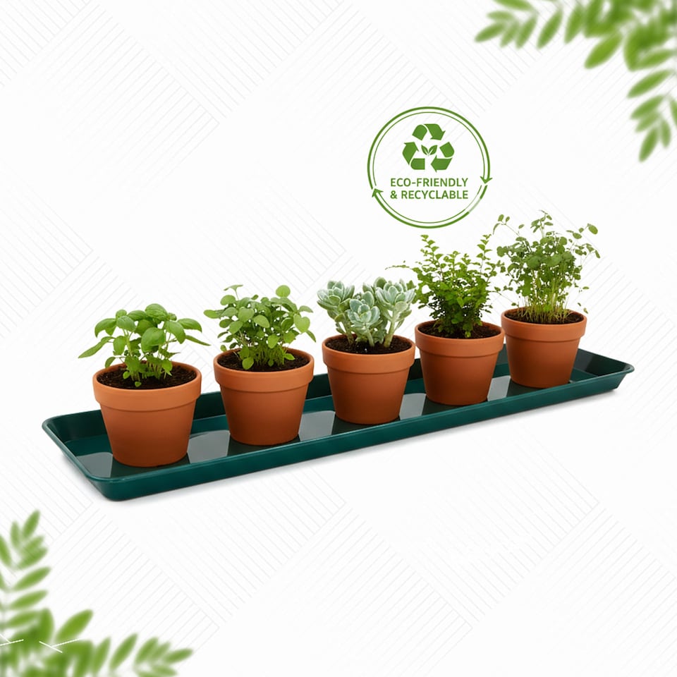 image 1 of 61cm Medium Windowsill Plant Tray Plastic Drip Tray for Indoor Outdoor Plant Pots Pack of 7
