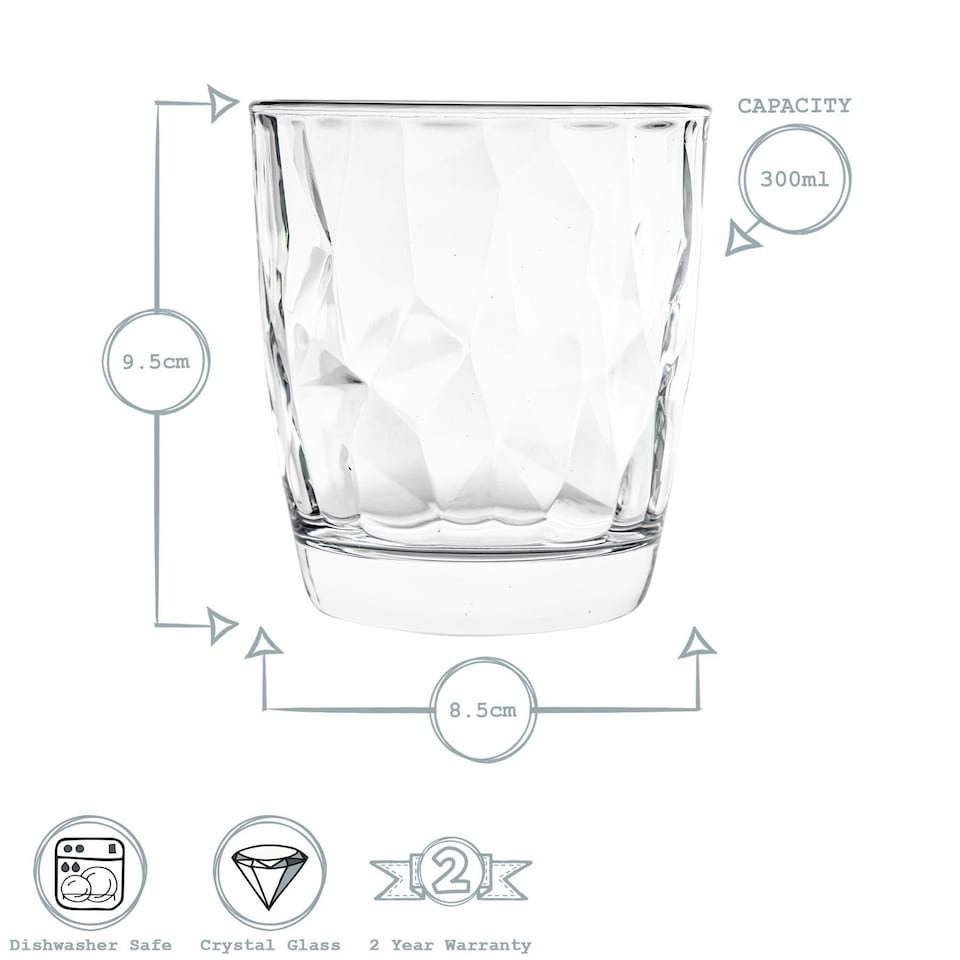 image 1 of Bormioli Rocco Diamond Water Glasses - 300ml - Clear - Pack of 6 Clear