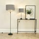 image 1 of ValueLights Maggie Black Candlestick Table Lamp with Grey and Metallic Chrome Lamp Shade
