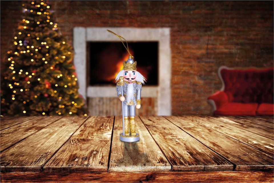 image 1 of St Helens Nutcracker GOLD & SILVER  WITH CROWN
