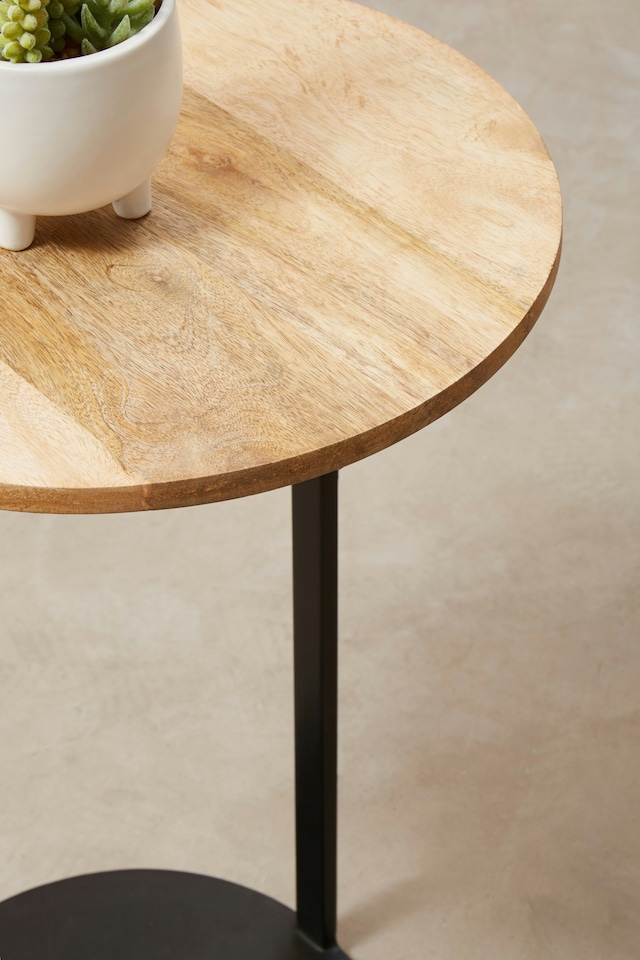 image 1 of Interiors by Premier Modern Side Table, Wood Top Side Table, Metal and Wood Side Table, Contemporary Side Table for Living Room | Black